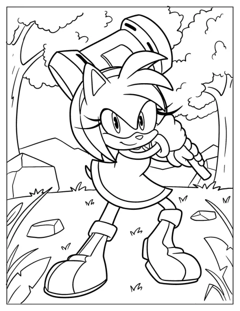 Amy Rose hace girar su martillo Piko Piko.