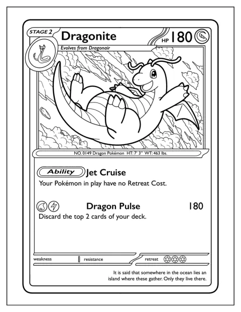 Dragonite staat afgebeeld op de Pokémonkaart Dragonite Jet Cruise.