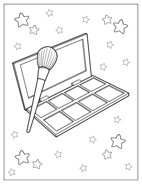 Ein Pinsel liegt neben einer geöffneten Lidschattenpalette.