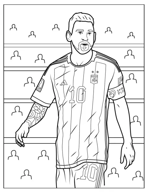 De eenvoudige omtrek laat Lionel Messi van voren zien.