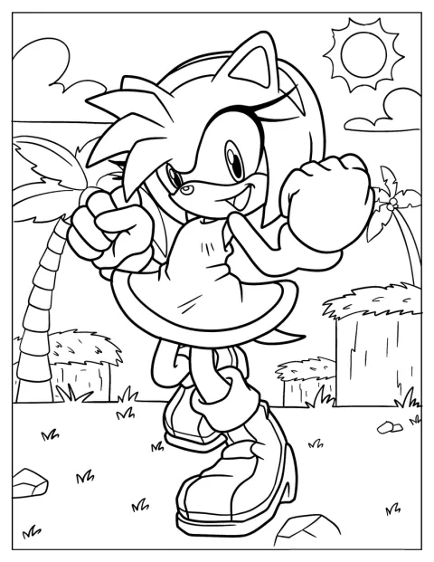 Uśmiechnięta Amy Rose cieszy się pobytem na Wyspie Aniołów.