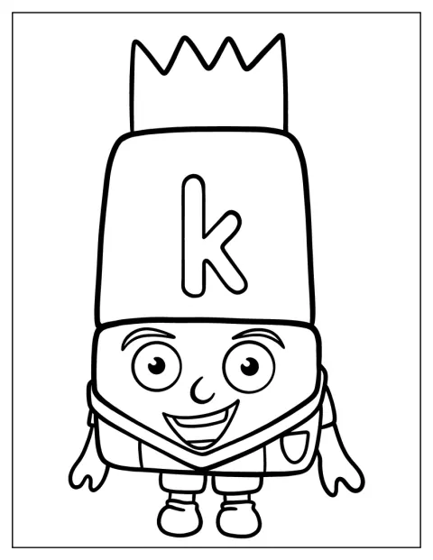 Der Buchstabe K ist als einfacher, blockartiger Buchstabe dargestellt.