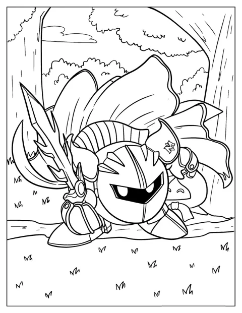 Super Smash Bros Coloring Page Of Meta Knight For Kids