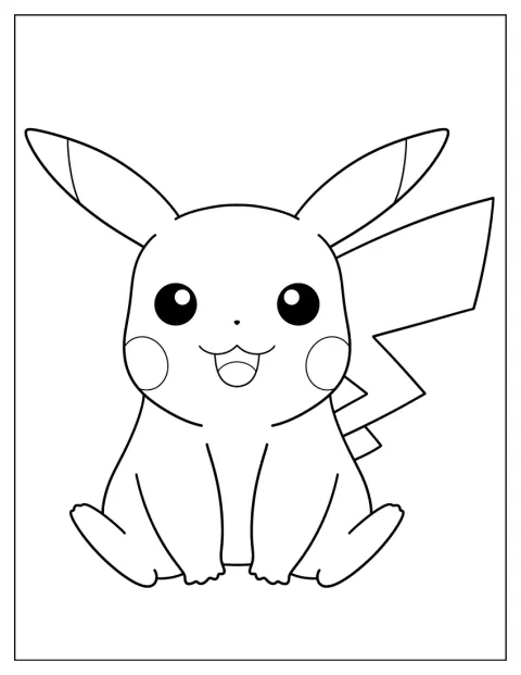 Pikachu aparece con un diseño sencillo y fácil de reconocer.