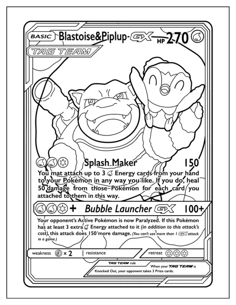 Blastoise og Piplup optræder sammen på et Pokémon-kort.