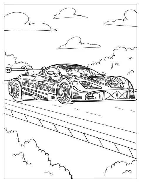 Realistic McLaren 720S GT3 Coloring Page