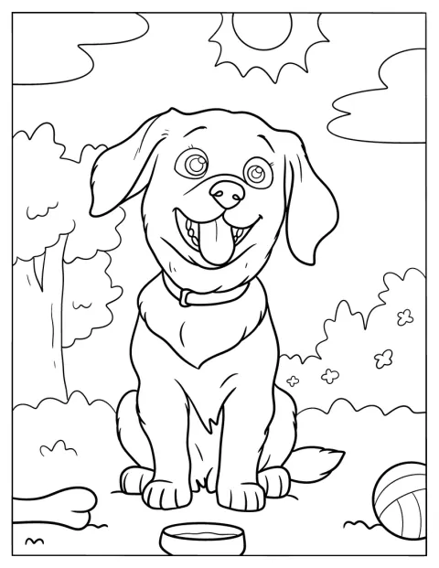 Un cachorro de golden retriever aparece representado con estilo de dibujos animados.