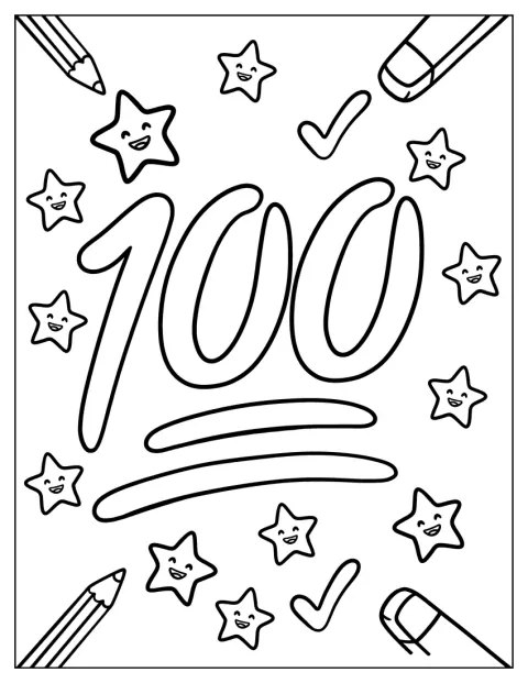L’emoji 100 brilla tra diverse stelle.