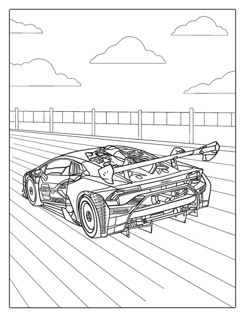 Detailed Lamborghini Race Car Coloring Page