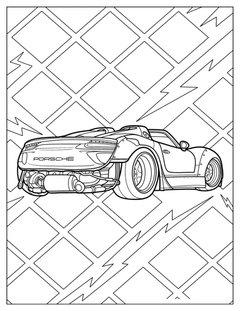 Detailed Porsche Coloring Page 918 Spyder Wide