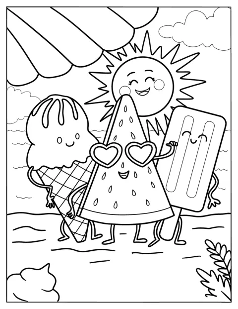 Dolcetti estivi sono disposti sulla spiaggia per una giornata di sole.