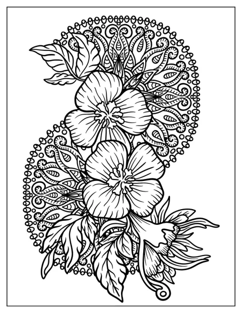 Hibiskusblommor formar en böjd mandala.