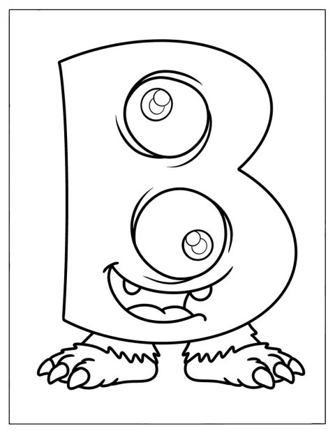 Ein kawaii Monster ist als Buchstabe B gestaltet.