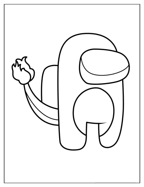リザードンの姿をしたクルーが、Among Usのキャラクターとして描かれています。