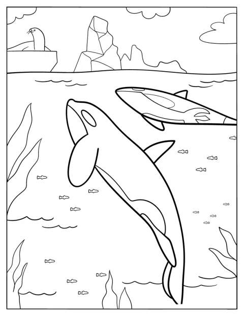 Des baleines nagent dans les eaux glacées de l’Arctique.