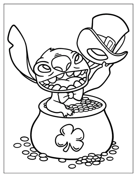 Lilo And Stitch Themed St Patrick’s Day Coloring Sheet