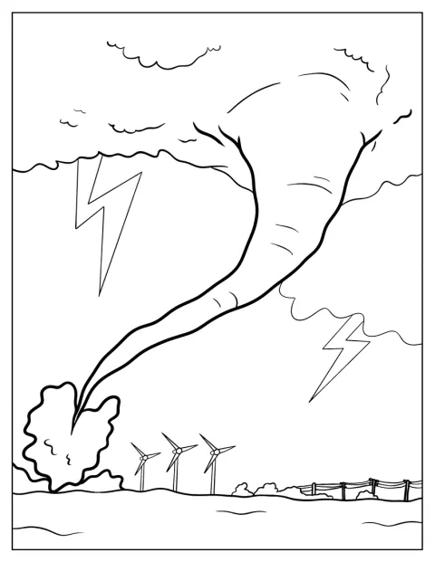 Lyn glimter bag en realistisk tornado, der hvirvler ned fra stormskyerne.