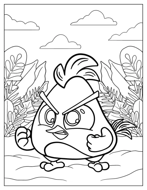 Chuck, dos Angry Birds, surge numa versão chibi com expressão zangada.