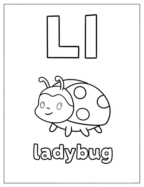 Una mariquita de estilo kawaii aparece junto a la letra L.