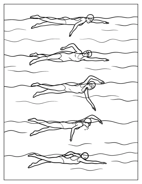 Alcuni nuotatori si sfidano in una gara in piscina.