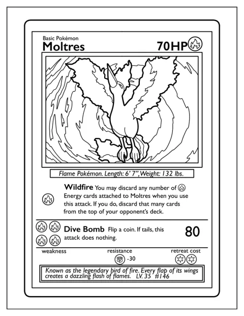 Lavados breitet auf einer Pokémon-Karte seine Flügel aus und entfacht Wildfire.