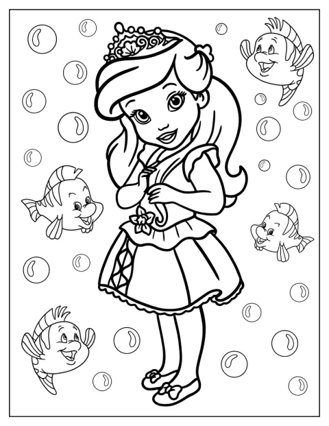 Ariel, in forma umana, posa con un'espressione serena.