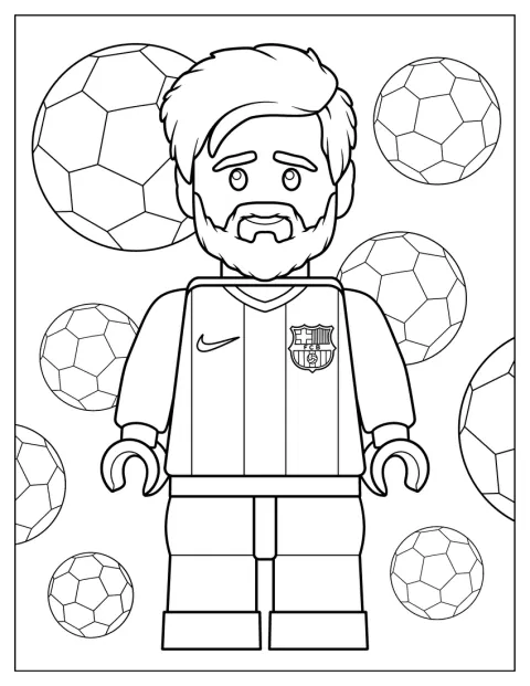 En sød LEGO-figur af Lionel Messi står i fodboldtøj.