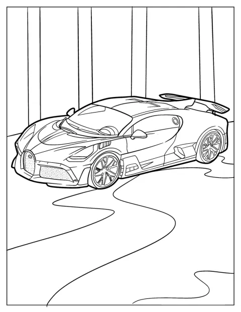 Una Bugatti Divo è raffigurata con forme semplici.