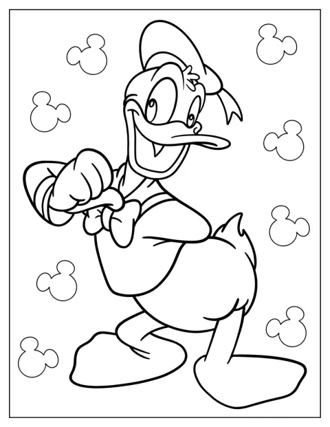Kačer Donald se usmívá a působí mile.