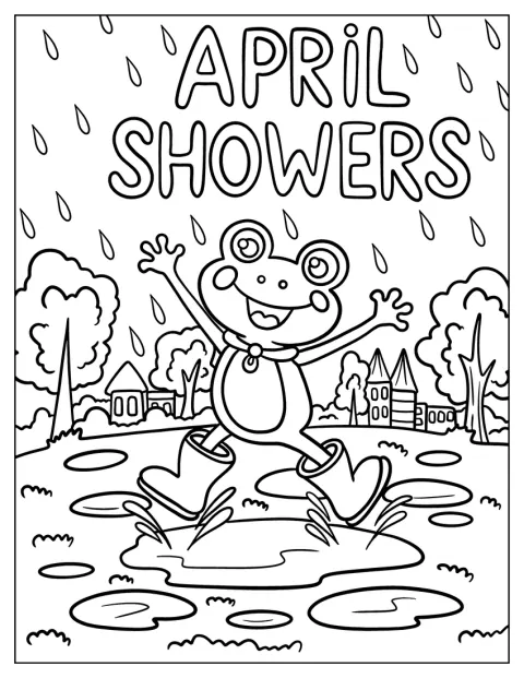 Um sapo dança à chuva durante os aguaceiros de abril.