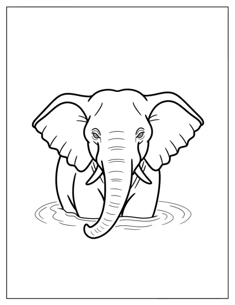 Um elefante realista refresca-se dentro de água.