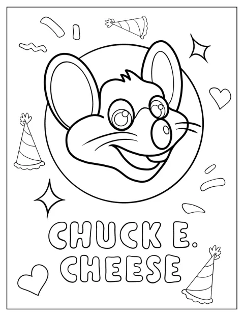 Het logo van Chuck E. Cheese staat centraal afgebeeld.