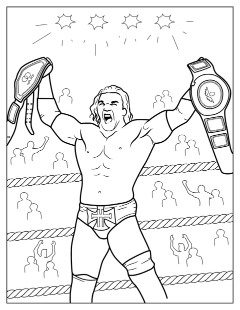 Triple H sostiene un cinturón de lucha libre en cada mano.