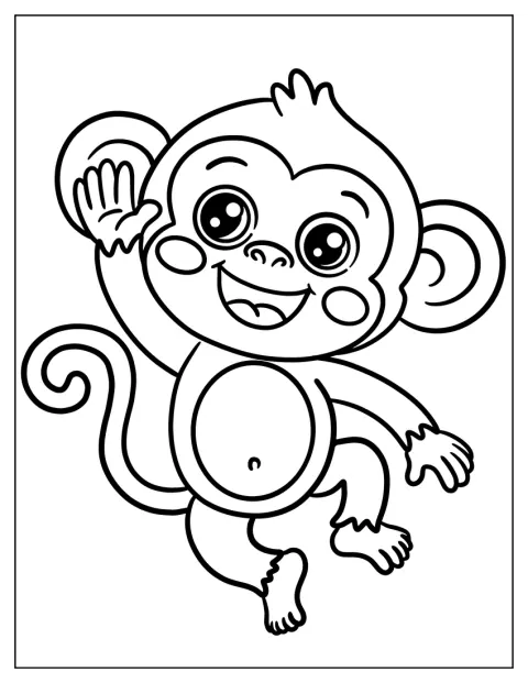 Dancing Little Monkey Coloring Page for Preschoolers