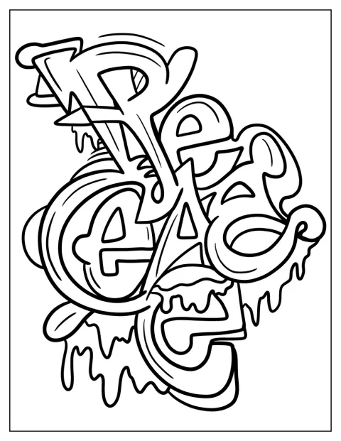Palavras desenhadas com um estilo artístico de graffiti.