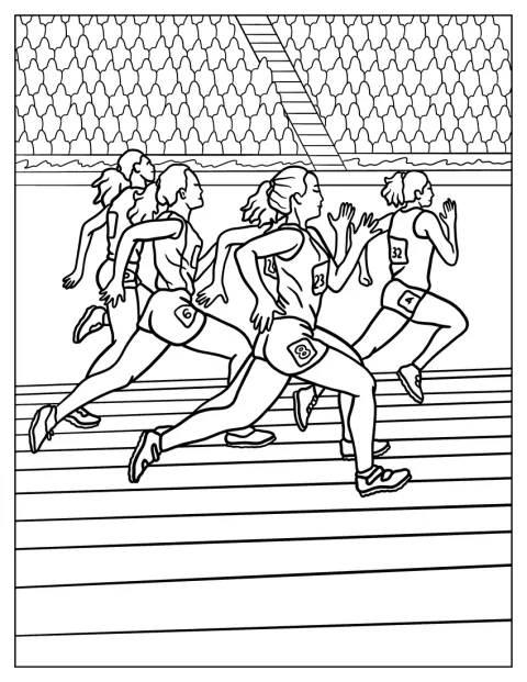 To kvinder konkurrerer i løb på en atletikbane.