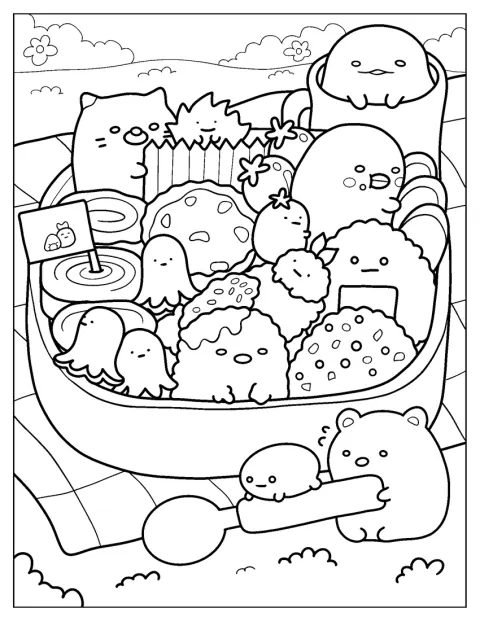 Los personajes de Sumikko Gurashi aparecen dentro de una caja bento.