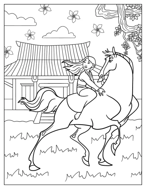 Mulan foge de casa acompanhada pelo cavalo Khan.