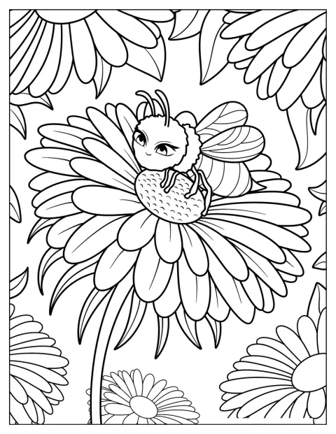 Eine hübsche kleine Biene sitzt auf einer Gänseblümchenblüte.