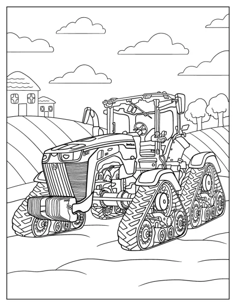 Ein Modell des John Deere 8RX Raupentraktors ist zu sehen.