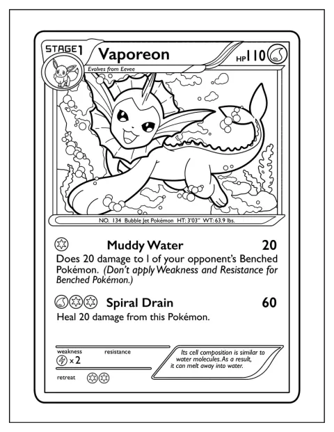 Vaporeon appare sulla carta Pokémon Spiral Drain.