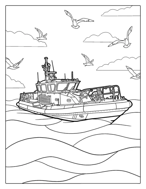 Un barco patrullero navega por el mar.