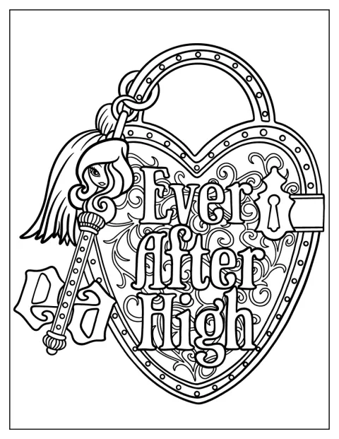 Sigla Ever After High este prezentată în centru.