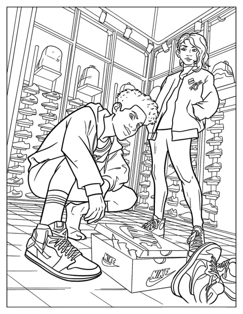 Miles Morales ja Spider-Gwen poseeraavat Nike-vaatteissa.
