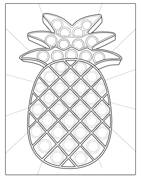 Zabawka Pop It w kształcie ananasa ma rzędy wypukłych bąbelków.
