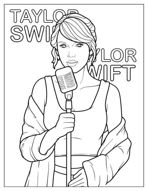 Taylor Swift hétköznapi öltözékben énekel.