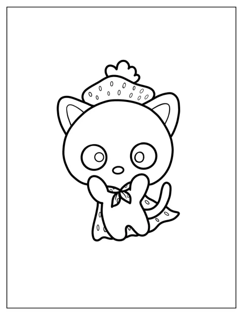 Eper alakú kalapban és köpenyben pózol Chococat.