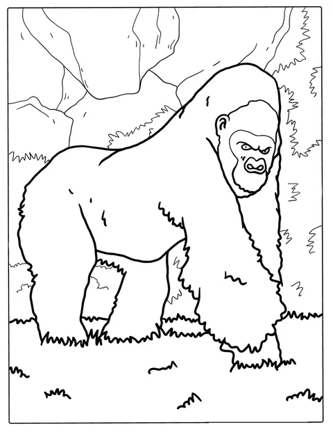 Egy termetes ezüsthátú gorilla látható közelről.