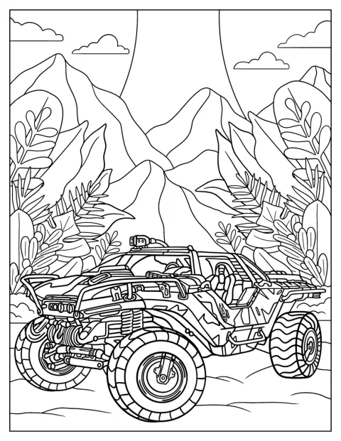 Vojenské vozidlo z Halo stojí v krajině hry Forza Horizon 3.