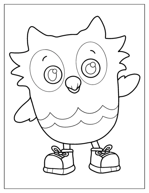O the Owl zit rustig op een tak.